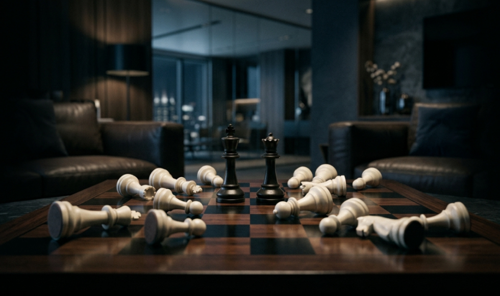 Chess pieces positioned on a board during an endgame, symbolising long-term strategy, risk management and disciplined decision-making in credit markets.