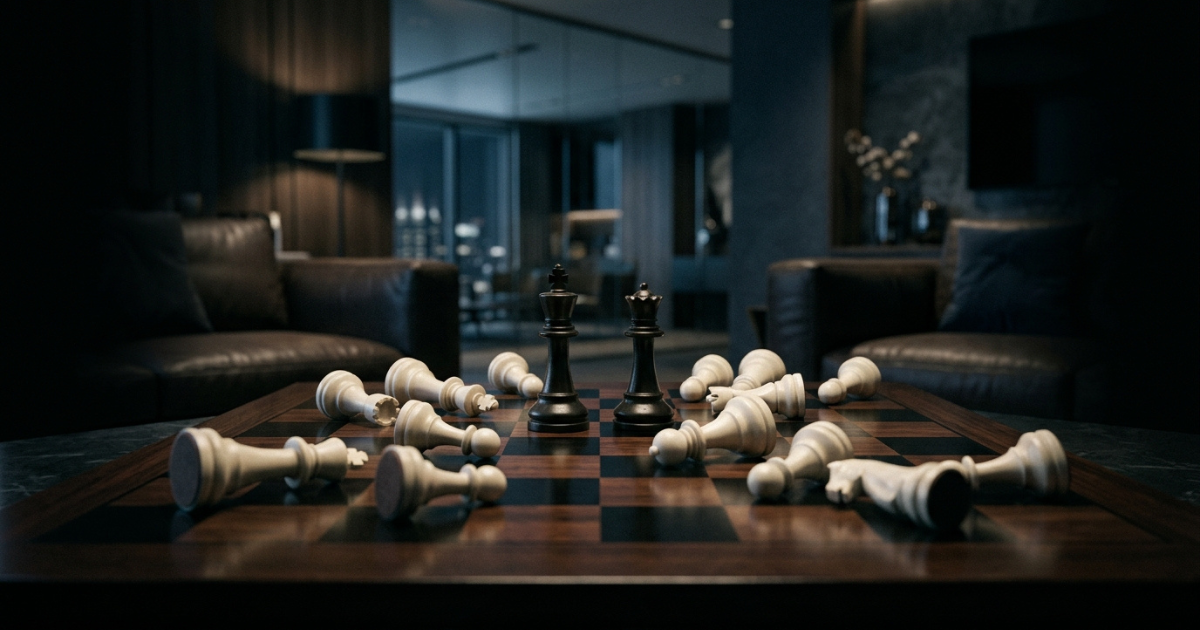 Chess pieces positioned on a board during an endgame, symbolising long-term strategy, risk management and disciplined decision-making in credit markets.