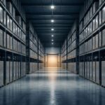 Modern light industrial warehouse featuring organised storage racks, palletised goods and efficient inventory management.